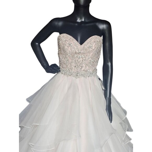 NWOT Sweetheart Strapless Blush Tiered Ball Gown Wedding Dress - Mori Lee - Picture 3 of 14